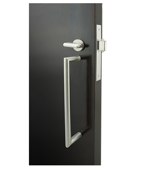 Mitered Pull Privacy Lock for Sliding Doors