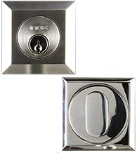 2-3/8 Inch Square Stainless Steel Single Cylinder Deadbolt, INOX SD310B
