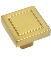 7/8 Square Cabinet Knob Champagne Brass, Laurey 72810