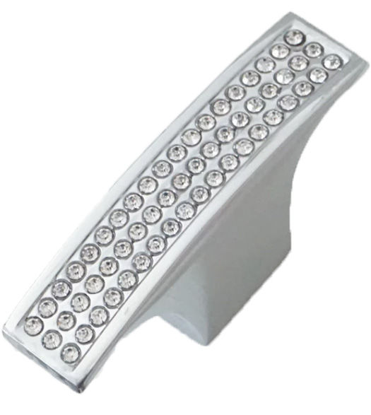 Crystal Bellagio Long Knob in Polished Chrome