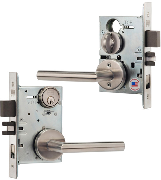 Mortise Lock with Modern Rose Lever