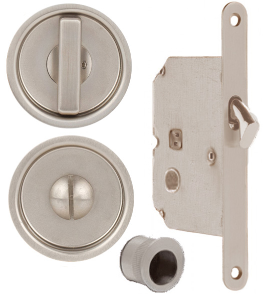 Satin Stainless Steel Round Pocket Door Lock