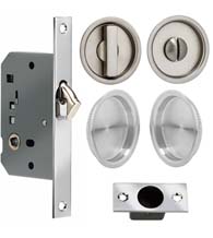 Century Double Pocket Door Privacy Set, Omnia 3910S-DD