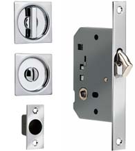 Square Privacy Pocket Door Mortise Lock, Omnia 3911S
