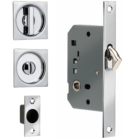 Solid Brass Square Privacy Pocket Lock Set