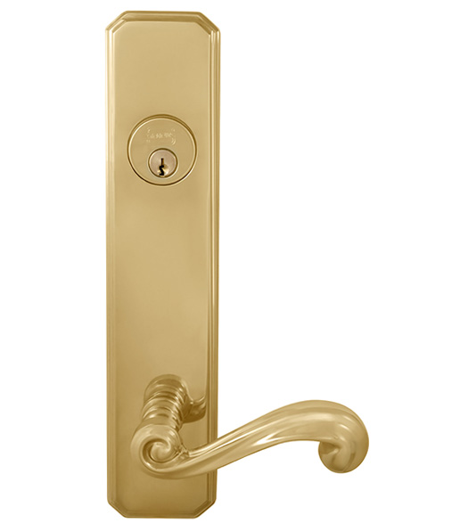 Simple Brass Handleset with Scroll Lever