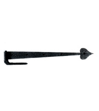 17 Inch Heart Tip Rough Iron Strap Hinge For Gates With Wood Screws, Acorn RIIBP