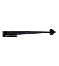 19-7/8 Inch Heart Tip Rough Iron Strap Hinge With Carriage Bolt, Acorn RIKBP