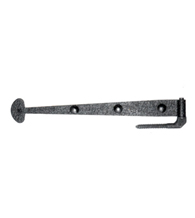 15-5/8 Inch Bean Tip Rough Iron Strap Hinge With Carriage Bolts, Acorn RITBP