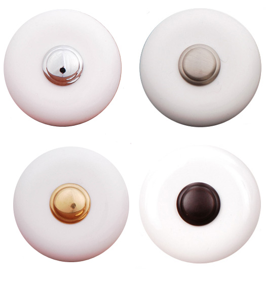 White Porcelain Knob with Traditional Rose