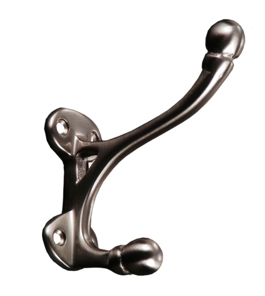 Double Prong Coat and Hat Hook with Ball Tips