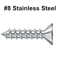 Flat Head Stainless Steel Wood or Sheet Metal Screws #8 Box of 100, Romstel SMSPF8SS