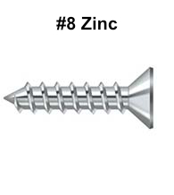 Flat Head Zinc Wood or Sheet Metal Screws #8 Box of 100, Romstel SMSPF8Z