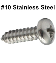 Pan Head Stainless Steel Wood or Sheet Metal Screws #10 Box of 100, Romstel SMSPP10SS