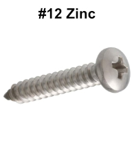 Pan Head Zinc Wood or Sheet Metal Screws #12 Box of 100, Romstel SMSPP12Z