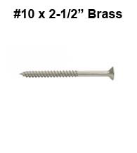 Solid Brass Wood Screw 10 x  2-1/2, Bag of 100, Deltana SCWB1025