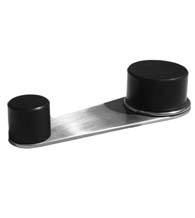 Stainless Steel Floor Mount Door Stop & Holder with Black Rubbers