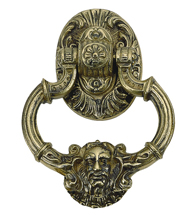 Neptune Gothic Door Knocker, Brass Accents A04-K5060