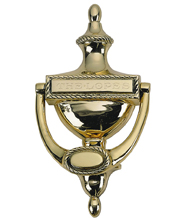 Solid Brass 8 Inch English Rope Door Knocker With Urn Tip, Brass Accents A06-K0170