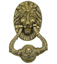 7-1/2 Lion Door Knocker, Brass Accents A07-K5000