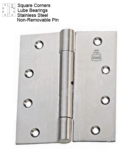 4-1/2 x 4-1/2  Nylon Bearing Stainless Hinge