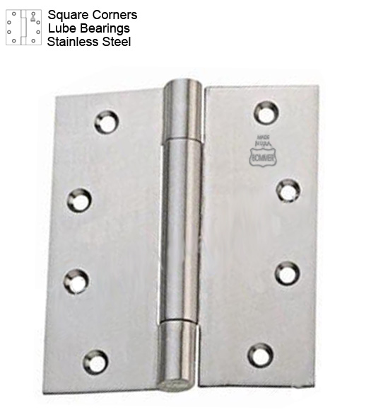 4-1/2 x 4-1/2 Lube Bearing Stainless Hinges