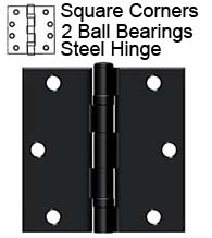 3-1/2 x 3-1/2 x Square Corners Ball Bearing Steel Hinges, Pair, Deltana S35BBUx-R