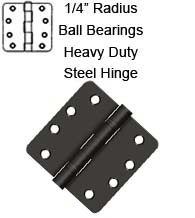 4 x 4 x 1/4 Radius Heavy Duty Steel Hinges With 2 Ball Bearings, Pair, Deltana S44R4HDB