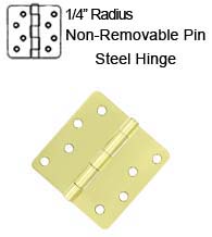 4 x 4 x 1/4 Radius Non-Removable Pin Steel Hinges, Pair, Deltana S44R4N