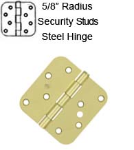 4 x 4 x 5/8 Radius Residential Steel Hinges with Security Stud, Pair, Deltana S44R5-SEC