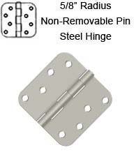 4 x 4 x 5/8 Radius Non-Removable Pin Steel Hinges, Pair, Deltana S44R5N