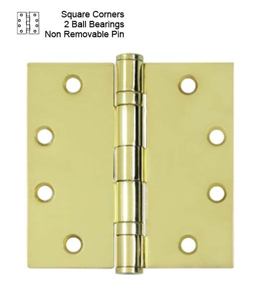 4-1/2 Inch Polished Brass  Commercial  Hinge,