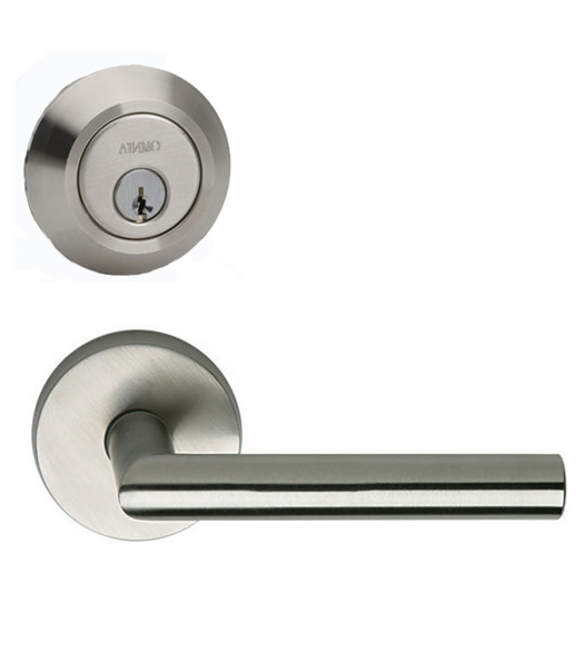 Omnia #12 Stainless Entry Lever Lock Set