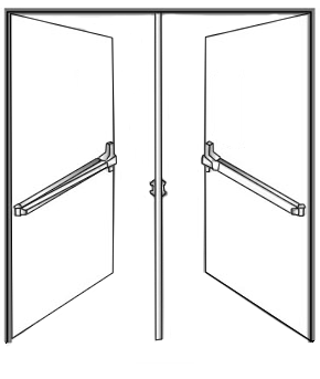 Rim Device on a Double Door with a Mullion