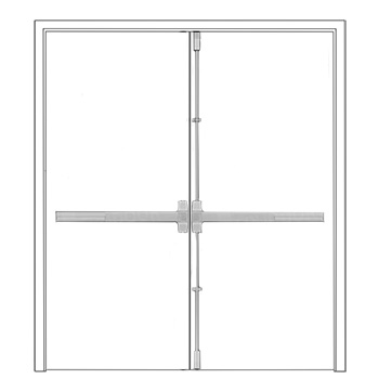 Vertical Rod and Rim Panic Device Installed on Double Door