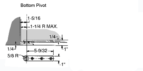 ABH 0128B Floor Mounted Center Hung Pivot Set Size