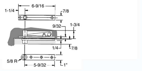 ABH 0320 Center Hung Top Pivot Hinge Size