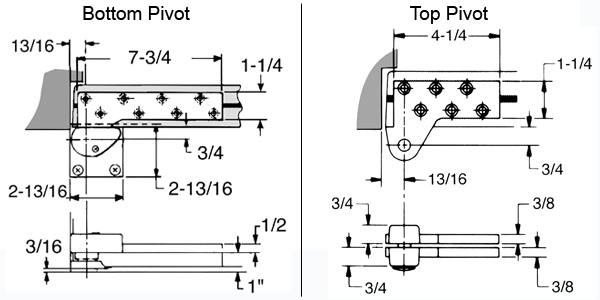 ABH L0147 Extra Heavy Door Pivot Set Size