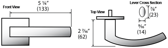 AHI SIG128 Square Rose Stainless Steel Door Lever Specifications