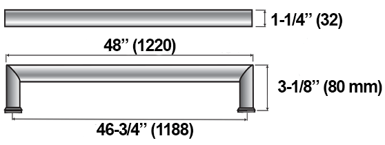 AHI SIG409-1220 Contemporary Stainless Steel Door Pull Size
