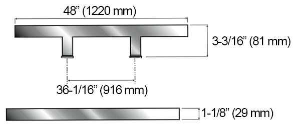 Square Stainless Steel Door Pull Size