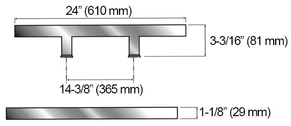 2 Foot Modern Door Handle Size