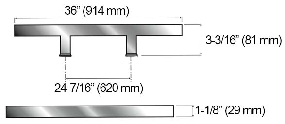 Square Stainless Steel Door Pull Size