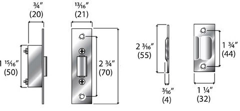 AHI SIG710 Roller Catch Dimensions