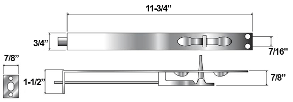 AHI SIG713-630 12 Inch Stainless Steel Flush Bolt
