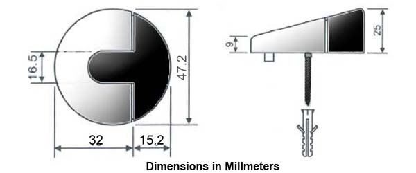 AHI SIG730 Modern Dome Door Stop Size