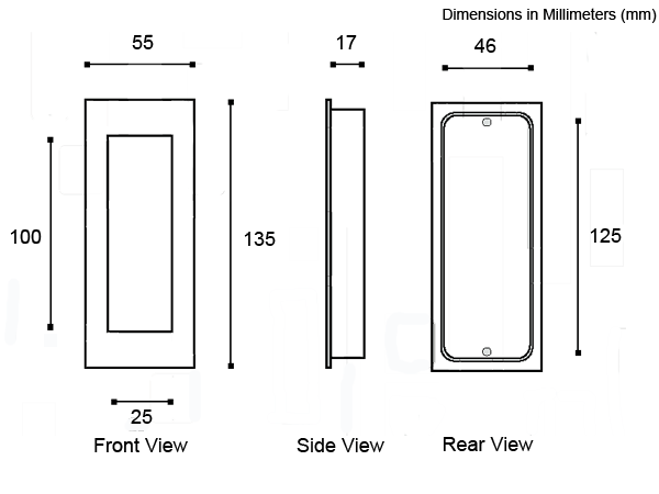 Stainless Steel Flush Pull  Dimensions