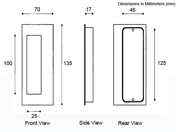 Long Stainless Steel Flush Pull Dimensions