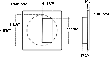 JNF-224-110-630 Stainless Steel Flush Pull Dimensions