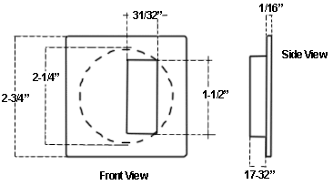 JNF 224-70-630 Stainless Steel Flush Pull Dimensions